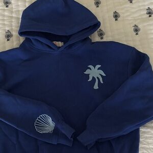Blue Pink palm puff hoodie